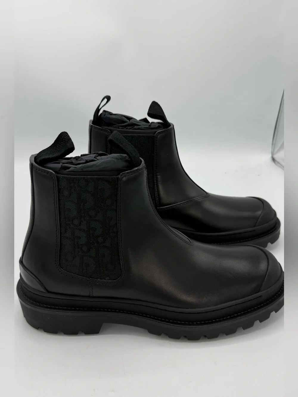 NWB Dior Explorer Chelsea Boot Black Black On Black  Dior Oblique Motif SIZE 40